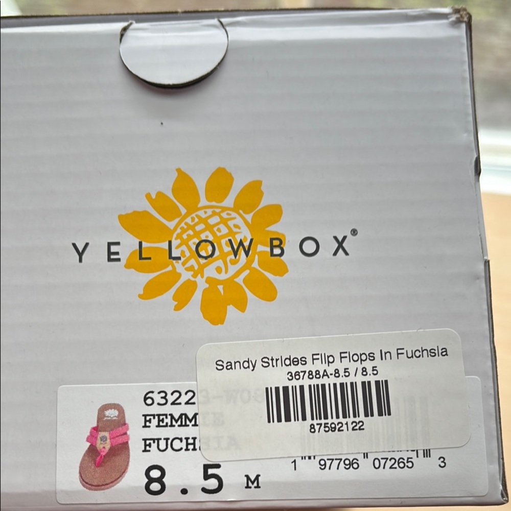 NWT Yellow Box Pink flip flops sandals with supportive footbed size 8.5 - Picture 2 of 4